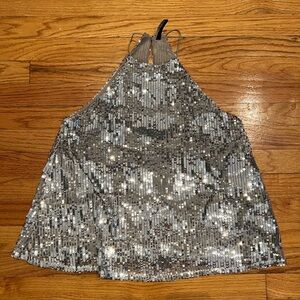 Silver Sequin Halter Top- Perfect for the Holidays